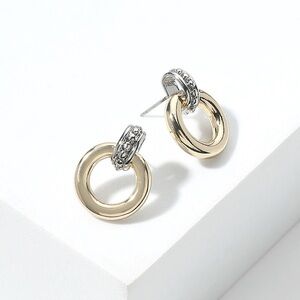 14KGP Two Tone Mini Doorknocker Stud Earrings